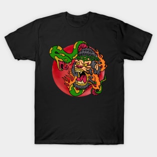 Green Viper And Fire Grey Monkey T-Shirt